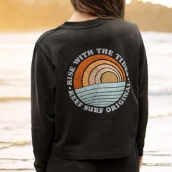 Reef Becca French Terry Pullover -Reef 3FWKJ07500423 BeccaFrenchTerryCrew Black FAHO23 9