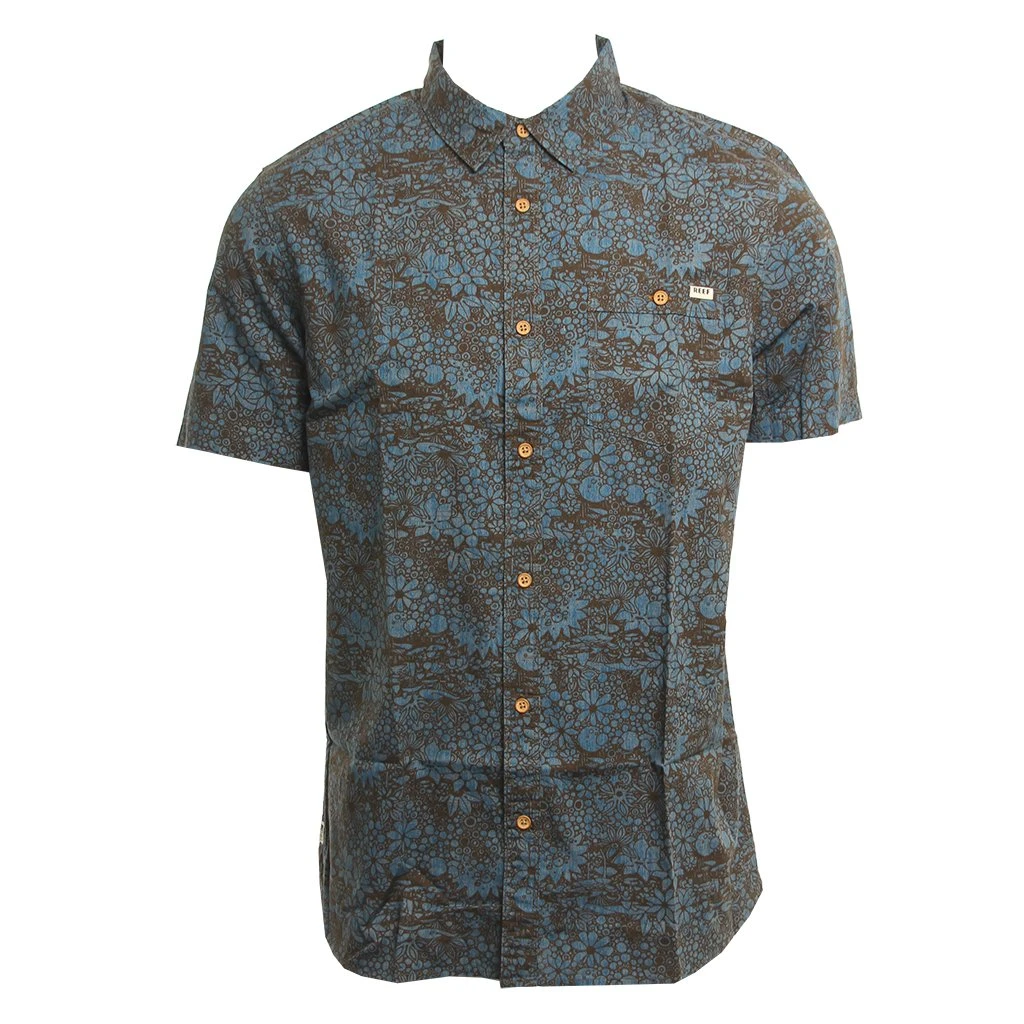 Reef Garden In Blue Woven Shirt 1 Reef Garden In Blue Woven Shirt