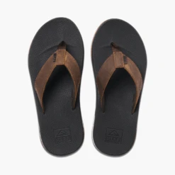 Reef Leather Fanning Low In Dark Brown Sandals
